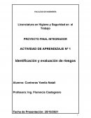 Ufasta actividad de aprendizaje. Identificación y evaluación de riesgos