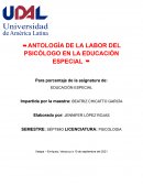 ANTOLOGÍA DE LA LABOR DEL PSICÓLOGO EN LA EDUCACIÓN ESPECIAL