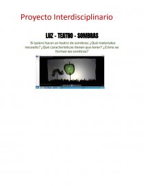 Proyecto Interdisciplinario LUZ - TEATRO – SOMBRAS. Página 1