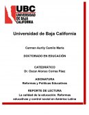 La calidad de la educación. Reformas educativas y control social en América Latina
