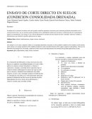 ENSAYO DE CORTE DIRECTO EN SUELOS (CONDICION CONSOLIDADA DRENADA)