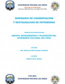 ANTECEDENTES Y VALORACION DE PATRIMONIO CULTURAL EN EL PERU