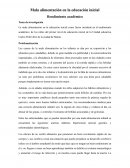 La mala alimentación en la educación inicial como factor incidente en el rendimiento académico de los niños del primer nivel de educación inicial