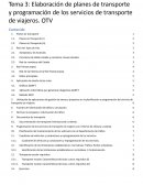 Elaboración de planes de transporte y programación de los servicios de transporte de viajeros. OTV