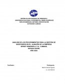 ANÁLISIS DE LOS PROCEDIMIENTOS PARA LA GESTIÓN DE INVENTARIOS EN EL ALMACÉN DE LA EMPRESA