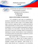 ENSAYO CRÍTICO SOBRE LA PLANIFICACÍON