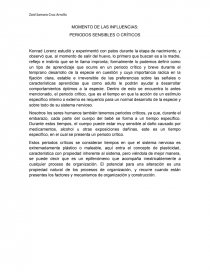 MOMENTO DE LAS INFLUENCIAS: PERIODOS SENSIBLES O CRÍTICOS. Página 1