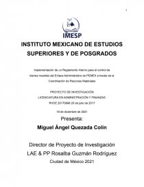 Implementación de un Reglamento Interno para el control de bienes muebles del Enlace Administrativo de PEMEX a través de la Coordinación de Recursos Materiales. Página 1