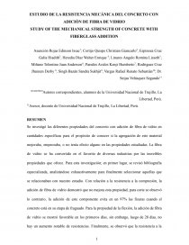 ESTUDIO DE LA RESISTENCIA MECÁNICA DEL CONCRETO CON ADICIÓN DE FIBRA DE VIDRIO. Página 1