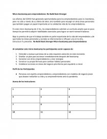 Micro-bootcamp para emprendedores: Re-Build Back Stronger. Página 1