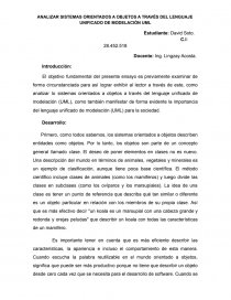 ANALISIS DE SISTEMAS ORIENTADOS A OBJETOS A TRAVÉS DEL LENGUAJE UNIFICADO DE MODELACIÓN (UML). Página 1
