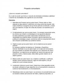 Proyecto comunitario ¿Qué es un proyecto comunitario?. Página 1