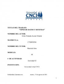 “TIPOS DE DATOS Y SISTEMAS”. Página 1