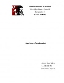 Algoritmos y Pseudocódigos. Página 1