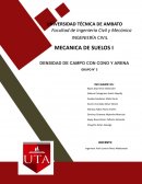 Densidad de campo con cono y arena