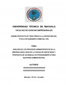 ANÁLISIS DE LOS PROCESOS ADMINISTRATIVOS DE LA EMPRESA AROLLANTA DE LA CIUDAD DE SANTA ROSA Y PROPUESTA DE UN MANUAL DE PROCESAMIENTO PARA AUDITORÍA ADMINISTRATIVA