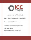 Escrito “La importancia de la administración”