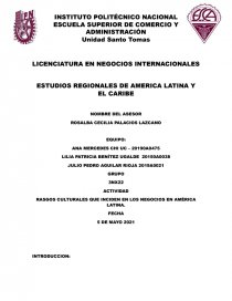 RASGOS CULTURALES QUE INCIDEN EN LOS NEGOCIOS EN AMÉRICA LATINA. Página 1