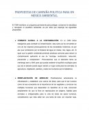 PROPUESTAS DE CAMPAÑA POLITICA PARA UN MEXICO AMBIENTAL