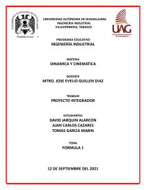 INGENIERÍA INDUSTRIAL- FORMULA 1. Página 1