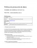Politica de proteccion de datos EMPRESA NUVANT SA