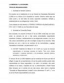 LA EMPRESA Y LA ECONOMÍA . TIPOS DE ORGANIZACIONES
