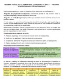 RESUMEN ARTÍCULOS "EL PRIMER PASO, LA PREGUNTA CLÍNICA" Y " PREGUNTA DE INVESTIGACION Y ESTRATEGIA PICOT"