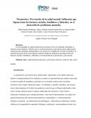 Promoción y Prevención de la salud mental: Influencia que logran tener los factores sociales, familiares y laborales, en el desarrollo de problemas mentales