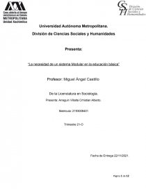 “La necesidad de un sistema Modular en la educación básica”. Página 1