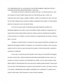 UNA APROXIMACIÓN AL ANÁLISIS DE LOS INTERCAMBIOS COMUNICATIVOS Y LIGÜÍSTICOS ENTRE NIÑOS PEQUEÑOS Y ADULTOS. Página 1