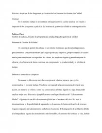 Efectos e Impactos de los Programas y Prácticas de los Sistemas de Gestión de Calidad. Página 1