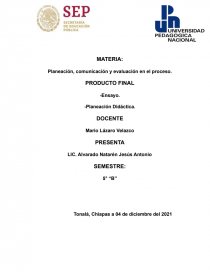 Planeación, comunicación y evaluación en el proceso. Página 1