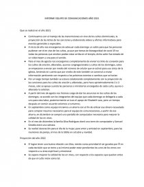 INFORME EQUIPO DE COMUNICACIONES AÑO 2021. Página 1