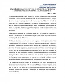 SITUACIÓN ECONOMICA DE LAS PyMES EN MÉXICO Y EL APOYO FEDERAL ANTE LA CONTINGENCIA AMBIENTAL A CAUSA DEL COVID-19. Página 1