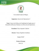 Conocer las Políticas de Estabilidad de Empleo para el Desarrollo del Recurso Humano en la Dirección de Operaciones