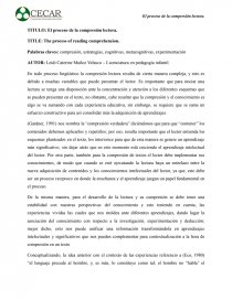 El proceso de la compresión lectora. Página 1