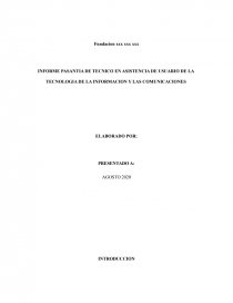 INFORME PASANTIA DE TECNICO EN ASISTENCIA DE USUARIO DE LA TECNOLOGIA DE LA INFORMACION Y LAS COMUNICACIONES. Página 1