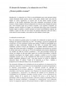 El desarrollo humano y la educación en el Perú