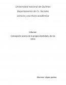 Concepción acerca de la propia identidad y de los otros