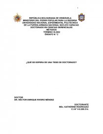 Que espero de una tesis doctoral. Página 1