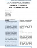 Adaptación y validación de la escala de felicidad en población universitaria