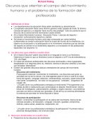 Resumen de "Discursos que orientan el campo del movimiento" de Richard Tinning