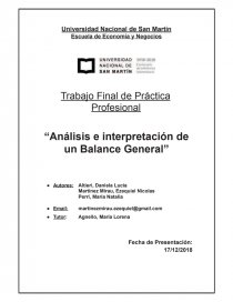 “Análisis e interpretación de un Balance General”. Página 1