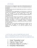 EMPRESAS QUE ESTUVIERON INVOLUCRADAS EN LA MALA MANIPULACUON DE ALIMENTOS