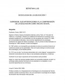 DURKHEIM, SUS APORTACIONES A LA COMPRENSIÓN DE LA EDUCACIÓN COMO HECHO SOCIAL