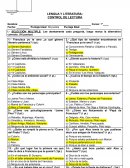 LENGUA Y LITERATURA: CONTROL DE LECTURA