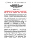 ANÁLISIS AUTO – SUSPENSIÓN PROVISIONAL DE ACTOS ADMINISTRATIVOS