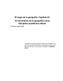 El nacimiento de la geografía como disciplina académica oficial. El lugar de la geografía