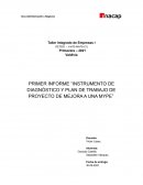 PRIMER INFORME “INSTRUMENTO DE DIAGNÓSTICO Y PLAN DE TRABAJO DE PROYECTO DE MEJORA A UNA MYPE”