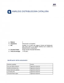 INTRODUCCION A LA LOGISTICA .ANÁLISIS DISTRIBUIDORA CATALUÑA. Página 1